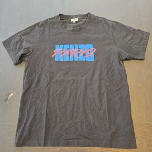 Kenzo Paris Logo Graphic T-Shirt Black Blue Red Mens Large F955TS0184SA